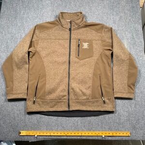 NRA Men's 3XL Brown Heathered Full Zip Fleece Jacket Outdoor Hiking